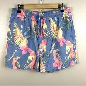 Chubbies Mens Swim Trunks Size Large Pajaros Parrots Mesh Lined Pockets Tropical